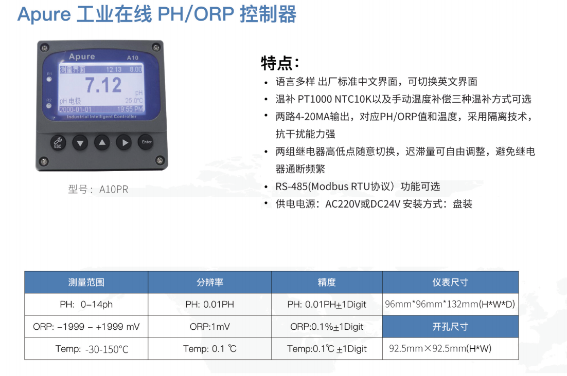 A10型水質檢測儀-PH/ORP智能控制器A10PR A10型水質檢測儀-PH/ORP智能控制器A10PR